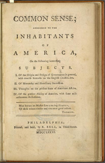 The first page of Thomas Paine's pamphlet Common Sense The first page of Thomas Paine's pamphlet Common Sense