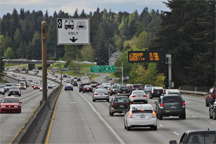 A high-occupancy vehicle lane on Interstate 5 northbound near Shoreline, Washington A high-occupancy vehicle lane on Interstate 5 northbound near Shoreline, Washington