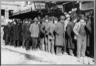 Bowery men waiting for bread in a bread line in New York City in 1910 Bowery men waiting for bread in a bread line in New York City in 1910