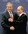 Bush and Putin hug Bush and Putin hug