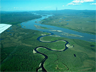 Aerial view of the Charley River at its confluence with the Yukon