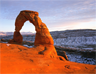 Delicate Arch, a 60-foot tall (18 m) freestanding natural arch Delicate Arch, a 60-foot tall (18 m) freestanding natural arch