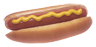 A hot dog with mustard on a bun A hot dog with mustard on a bun