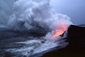Glow of lava reflected in steam plume east of Kupapa'u Point, on the Big Island of Hawaii Glow of lava reflected in steam plume east of Kupapa'u Point, on the Big Island of Hawaii
