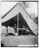 President Lincoln and Gen. George B. McClellan in the general's tent President Lincoln and Gen. George B. McClellan in the general's tent