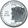 The reverse side of the U.S. quarter dollar coin issued in 2000, honoring the state of New Hampsire The reverse side of the U.S. quarter dollar coin issued in 2000, honoring the state of New Hampsire