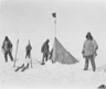 Robert F. Scott and three of his party arrive at a tent left by Roald Amundsen near the South Pole Robert F. Scott and three of his party arrive at a tent left by Roald Amundsen near the South Pole