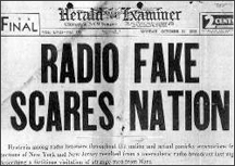 A headline about the War of the Worlds Broadcast A headline about the War of the Worlds Broadcast