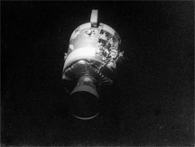 The damaged Apollo 13 Service Module, as seen from the command module The damaged Apollo 13 Service Module, as seen from the command module