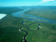 Aerial view of the Charley River at its confluence with the Yukon Aerial view of the Charley River at its confluence with the Yukon