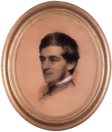 Ralph Waldo Emerson in 1846, in a charcoal portrait by artist Eastman Johnson