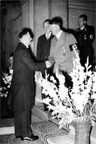 Adolf Hitler greets Neville Chamberlain at the beginning of the Bad Godesberg meeting on 24 September 1938 Adolf Hitler greets Neville Chamberlain at the beginning of the Bad Godesberg meeting on 24 September 1938